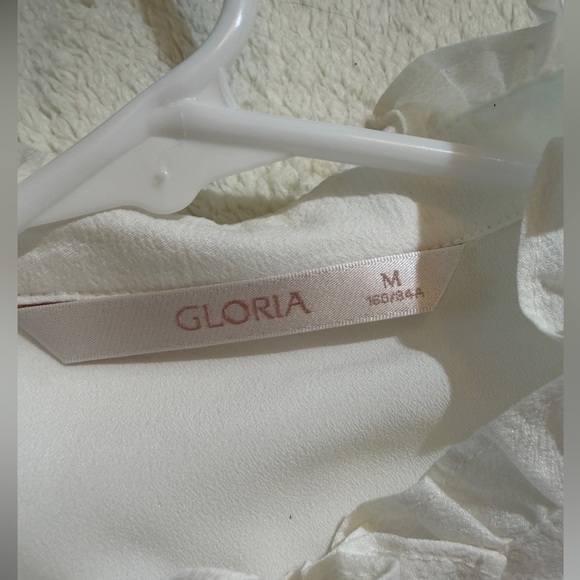 White Ruffled Button-Up Blouse - Picture 3 of 7